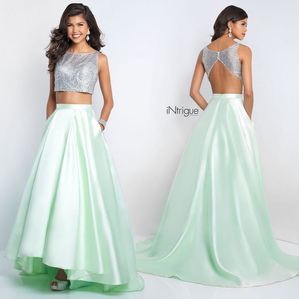 Intrigue 419 Silver/Honeydew Two Piece Dress